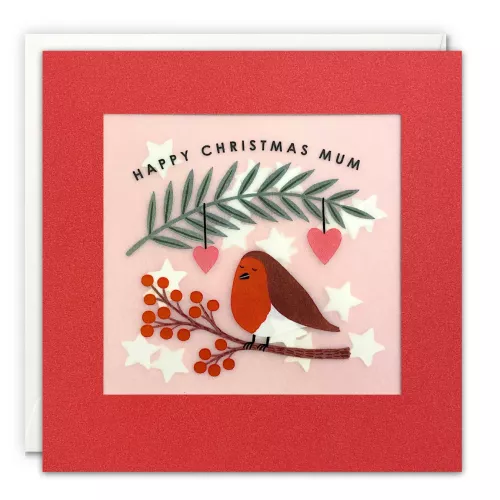 Mum Robin Christmas Paper Shakies Card