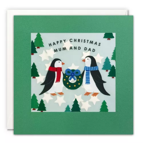 Mum and Dad Penguins Christmas Paper Shakies Card
