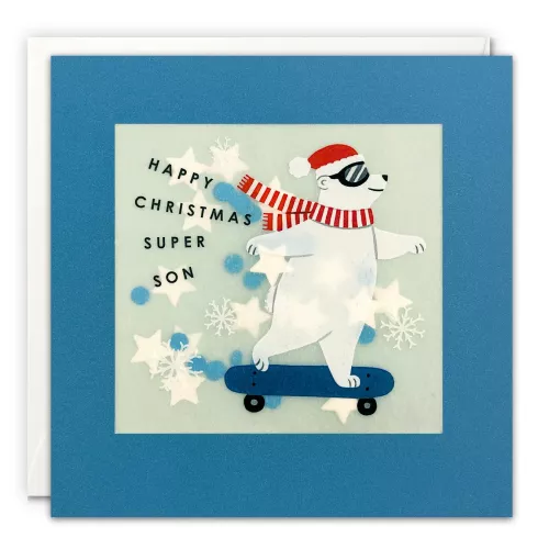 Son Polar Bear Christmas Paper Shakies Card