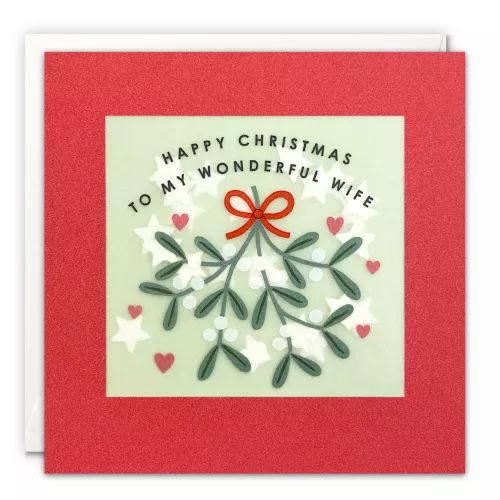 Wife Mistletoe Christmas Paper Shakies Card