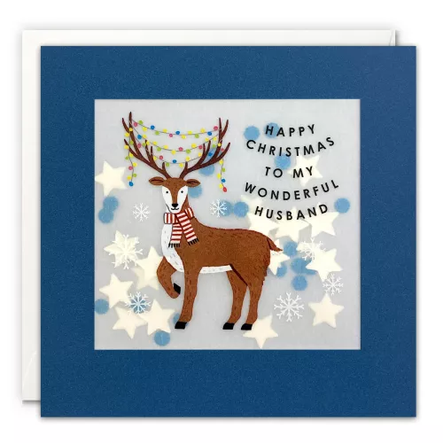 Husband Reindeer Christmas Paper Shakies Card