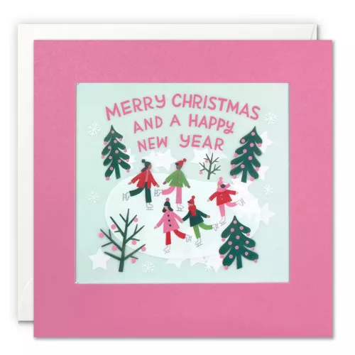 Ice Skating Christmas and New Year Paper Shakies Card