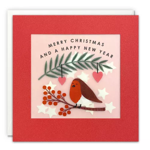 Robin Christmas and New Year Paper Shakies Card