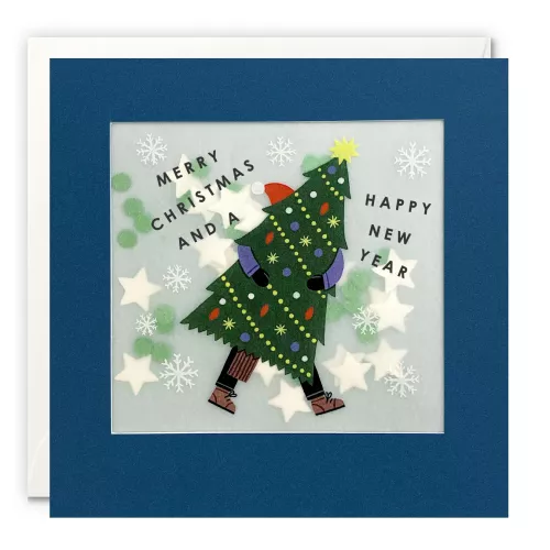 Carrying Tree Christmas and New Year Paper Shakies Card
