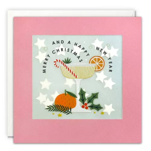 Cocktail Christmas and New Year Paper Shakies Card
