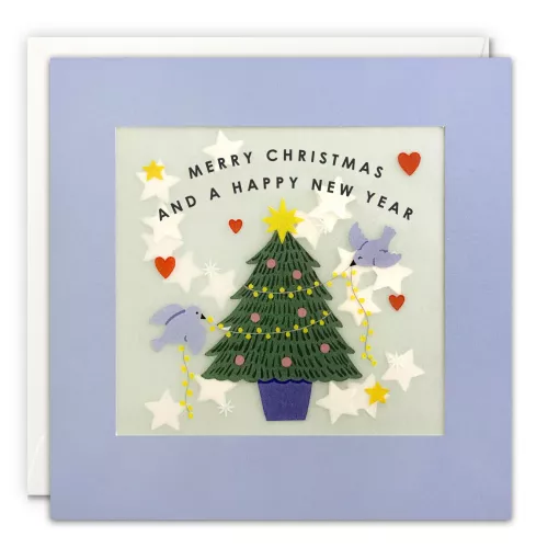 Tree with Birds Christmas and New Year Paper Shakies Card