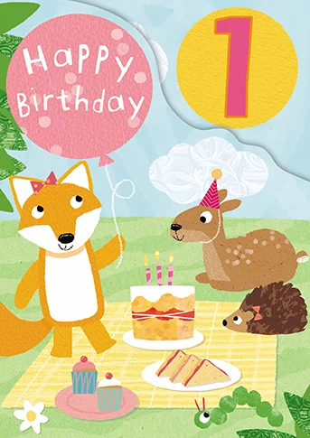 Age 1 Zoo Bop! Animal Picnic Z-Fold, Greeting Card