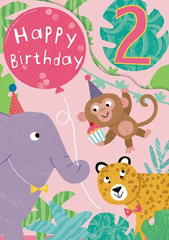 Age 2 Zoo Bop! Jungle Animals Z-Fold, Greeting Card