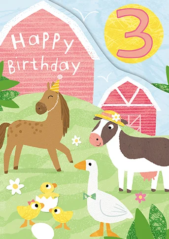 Age 3 Zoo Bop! Farm Animals Z-Fold, Greeting Card