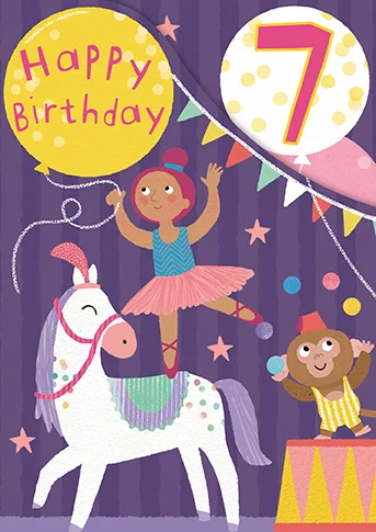 Age 7 Zoo Bop! Circus Z-Fold, Greeting Card
