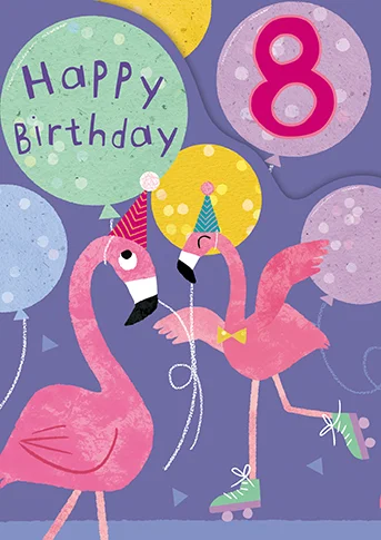 Age 8 Zoo Bop! Flamingo Z-Fold, Greeting Card