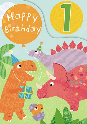 Age 1 Zoo Bop! Dinosaurs Z-Fold, Greeting Card