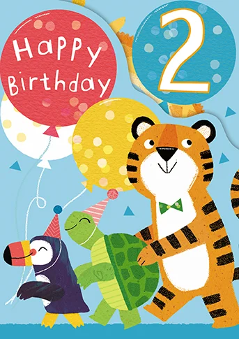 Age 2 Zoo Bop! Animal Conga Z-Fold, Greeting Card