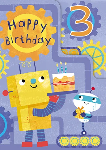 Age 3 Zoo Bop! Robots Z-Fold, Greeting Card