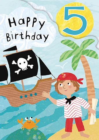 Age 5 Zoo Bop! Pirate Z-Fold, Greeting Card