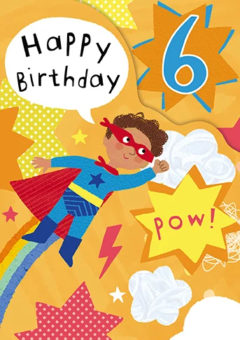 Age 6 Zoo Bop! Superheros Z-Fold, Greeting Card