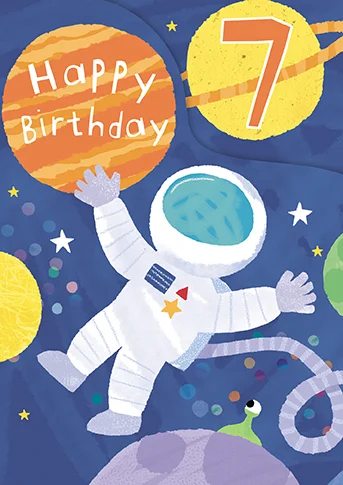 Age 7 Zoo Bop! Space Z-Fold, Greeting Card