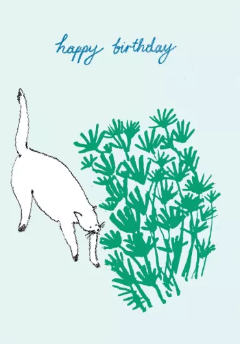 Cat & Green Plant Petite Card