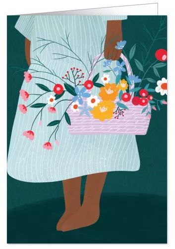 Woman with Basket of Flowers, Greeting Card