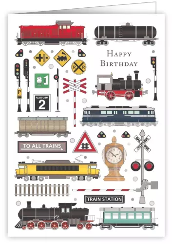 Trains Happy Birthday, Greeting Card