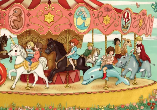 Fairground Carousel, Postcard