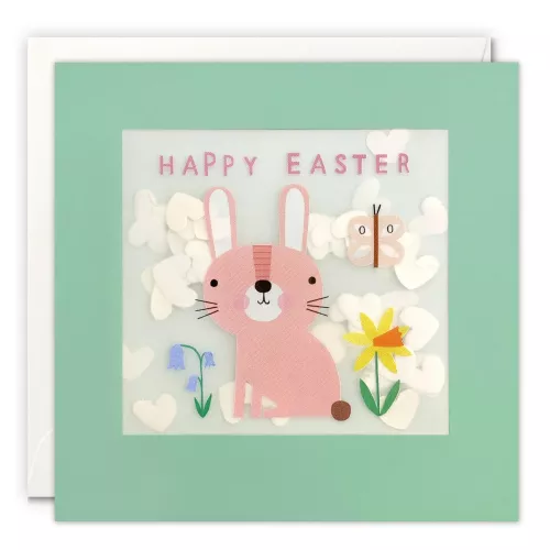 Easter Pink Bunny Paper Shakies Card