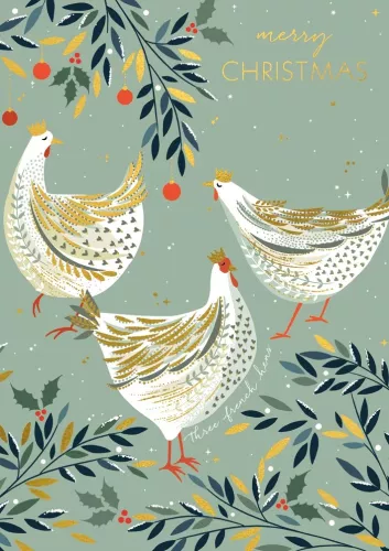 Christmas Hens, Greeting Card