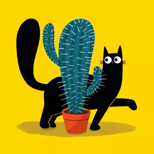 Cacti Cats, Greeting Card