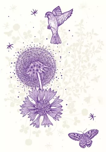 Purple Bird and Butterfly, Everyday Single Card