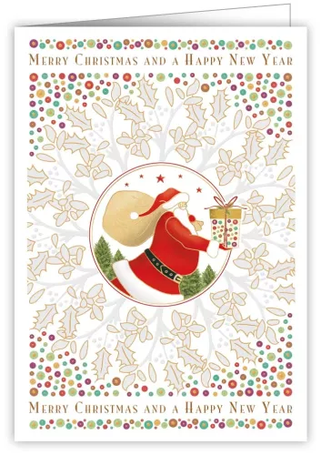 Santa Handing out Presents, Greeting Card