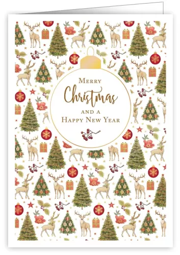 Reindeer and Christmas Trees, Greeting Card