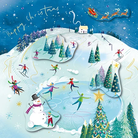 Skating On The Village Pond, Greeting Card