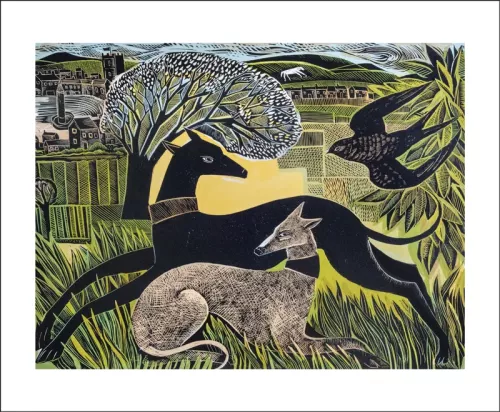 Two Yorkshire Whippets, Greeting Card