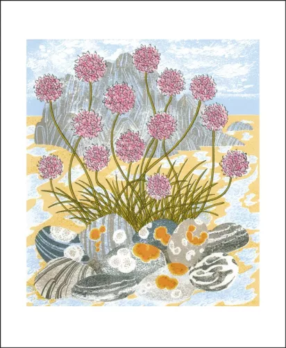 Sea Pinks and Pebbles, Greeting Card