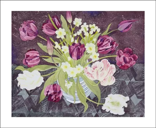 Sandler Mug with Tulips and Narcissi, Greeting Card