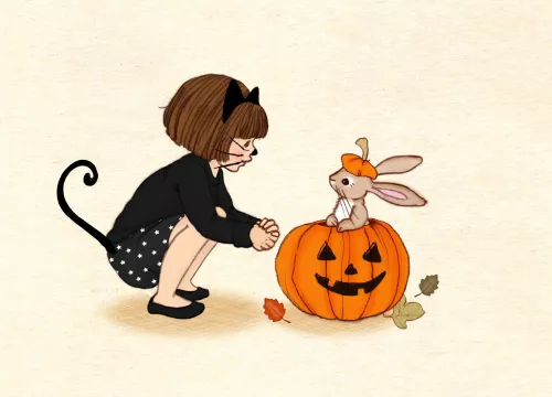 Halloween Friends, Postcard