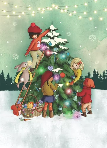 Decorating Tree, Postcard