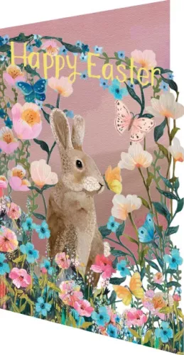 Rabbit Amid Flowers Lasercut Card