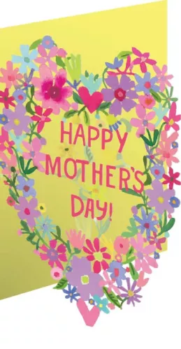 Mother's Flower Heart Lasercut Card