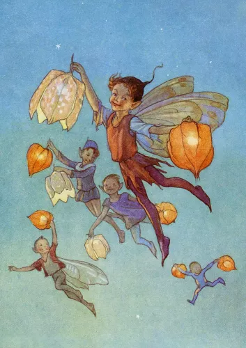 Fairy Land with lanterns, Greeting Card