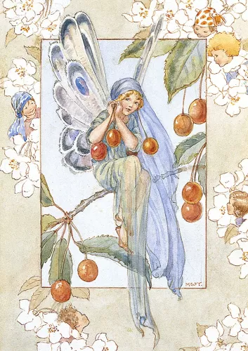 Fairy Land with cherries, Greeting Card