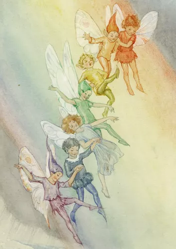 Fairy Land with rainbow, Greeting Card