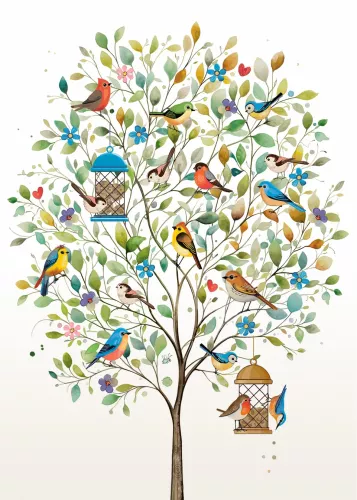 Tree Birds, Greeting Card