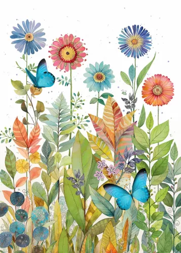 Butterfly Flowers, Greeting Card