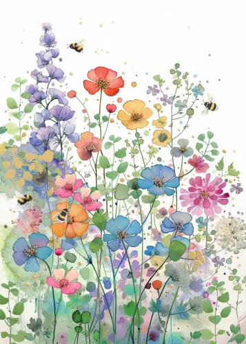Floral Meadow, Greeting Card
