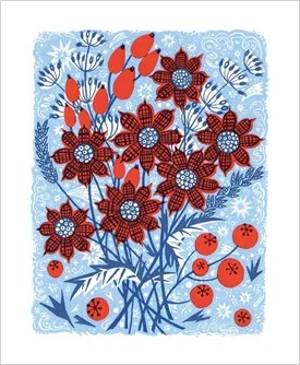 Frost Flowers by Angie Lewin, Greeting Card