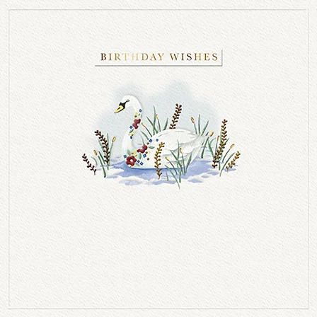 White Swan Swimming Through Gold Leaves, Counter Card