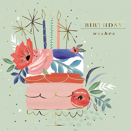Floral Cake with Candles, Counter Card