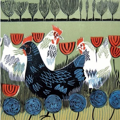Hens, Greeting Card