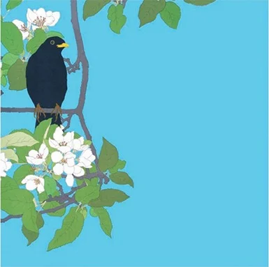 Blossom with Birds, Greeting Card